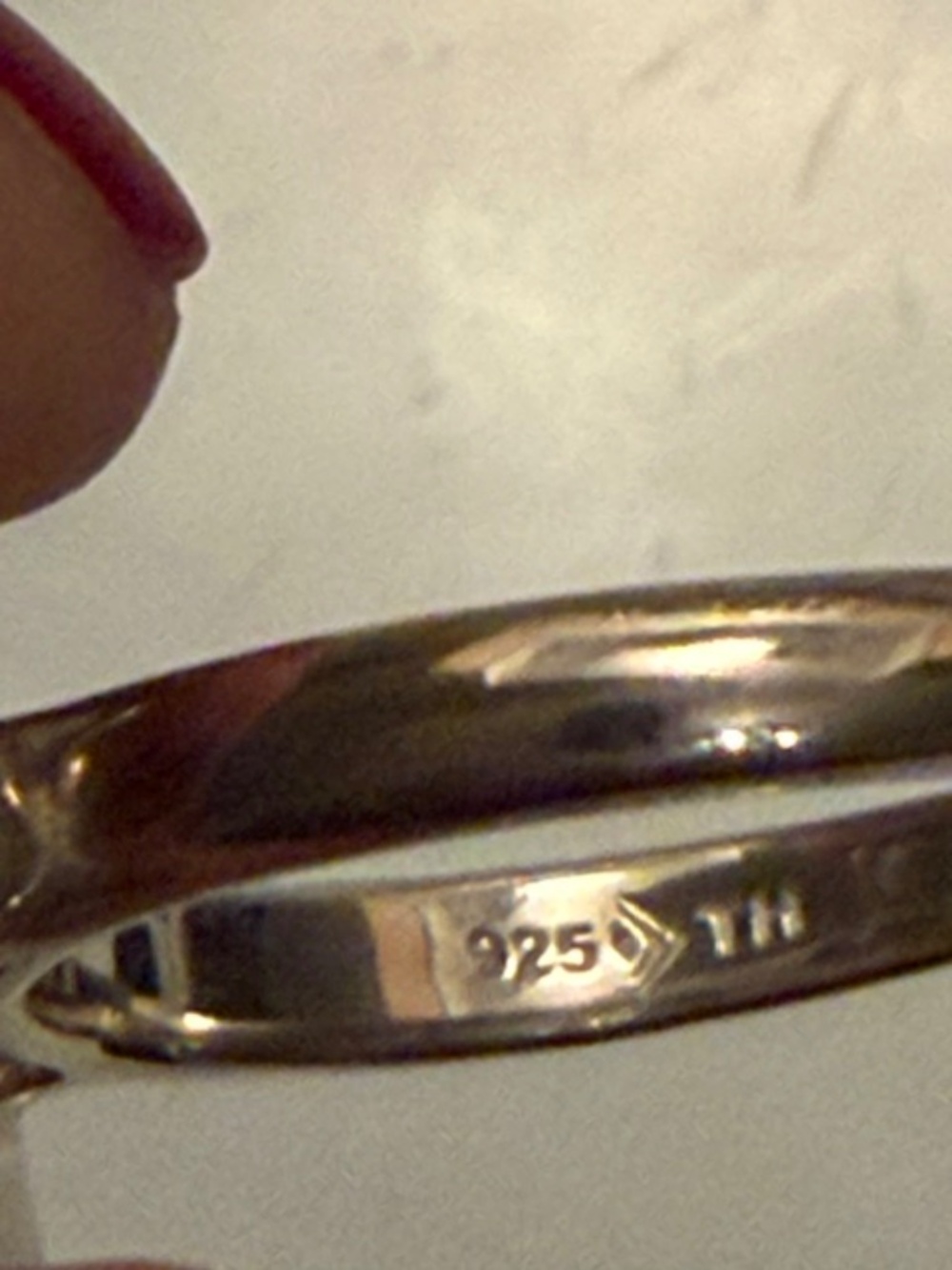 Silver Hammered Rectangular Ring - Picture 3 of 8